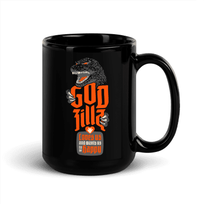 Godzilla Loves Us black mug