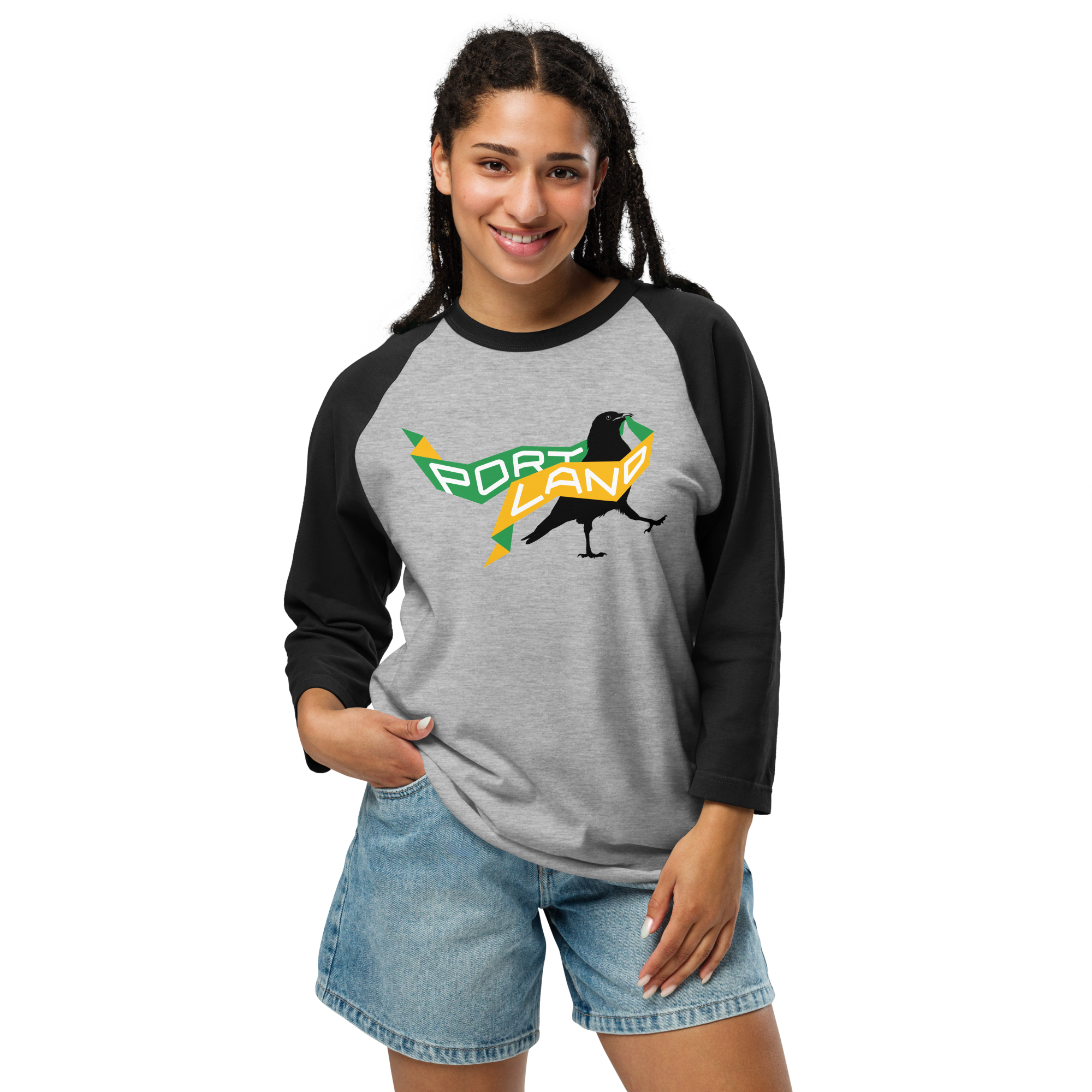 Portland Represent! crow raglan sleeve