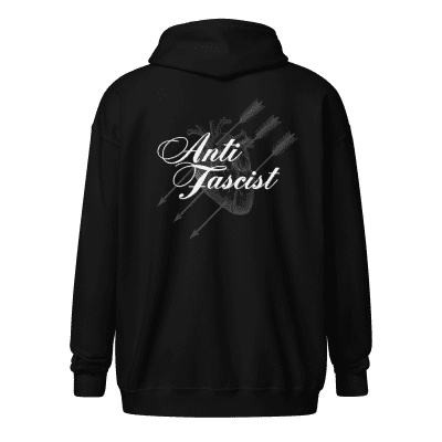 Anti-fascist Heart zip hoodie