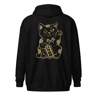 Rose City Kitty (Maneki-Neko) zip hoodie