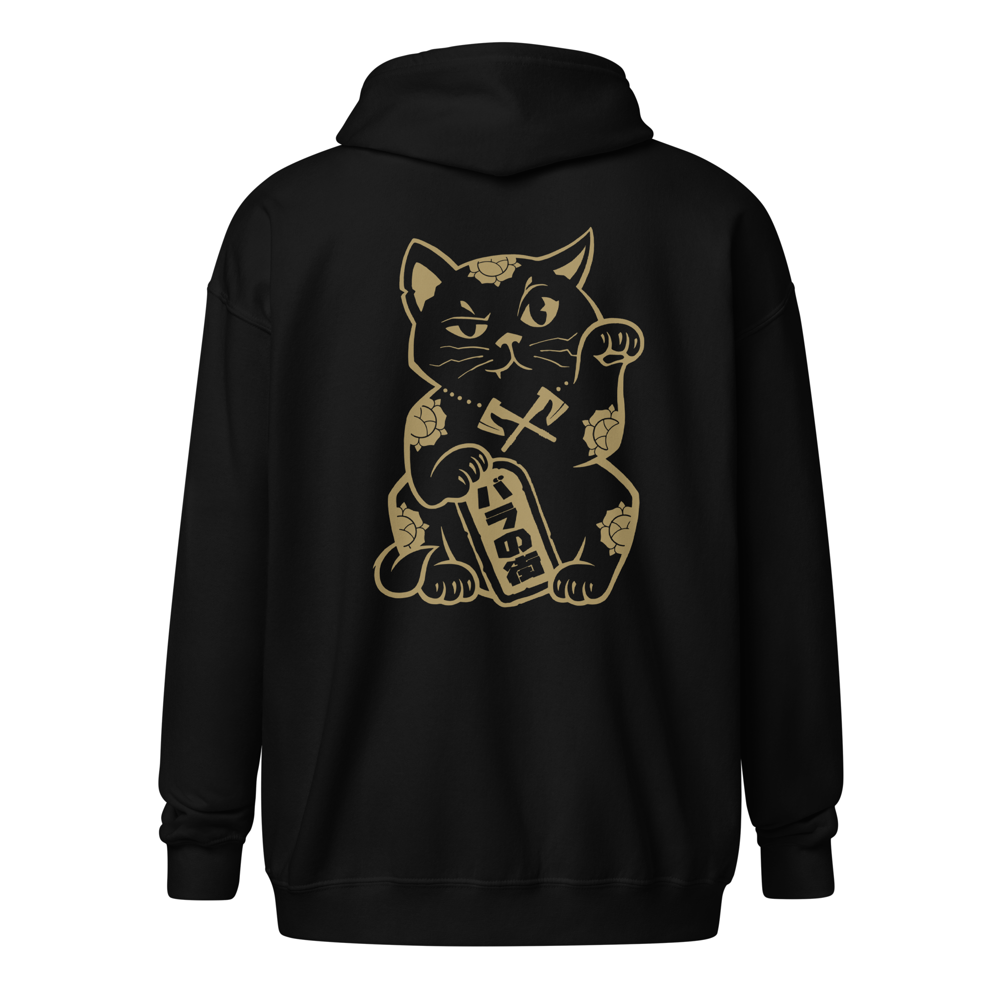 Rose City Kitty (Maneki-Neko) zip hoodie