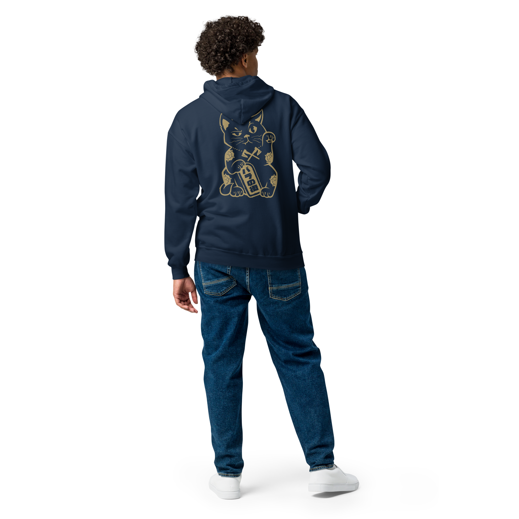 Rose City Kitty (Maneki-Neko) zip hoodie - Image 4