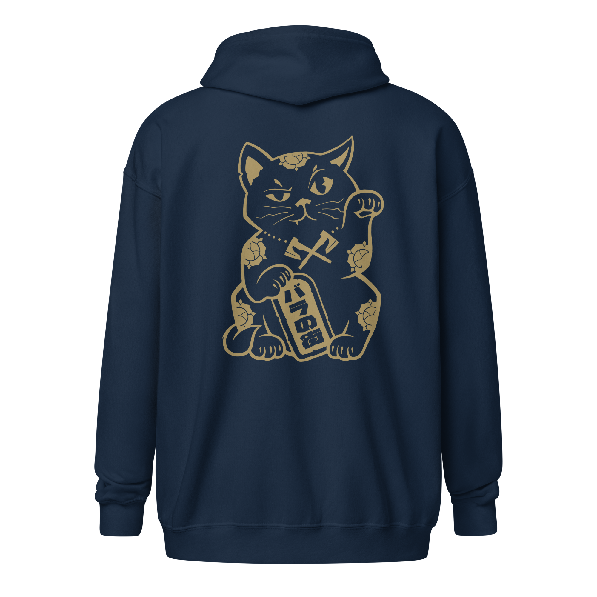 Rose City Kitty (Maneki-Neko) zip hoodie - Image 3