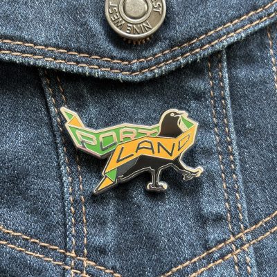 Portland Crow enamel pin