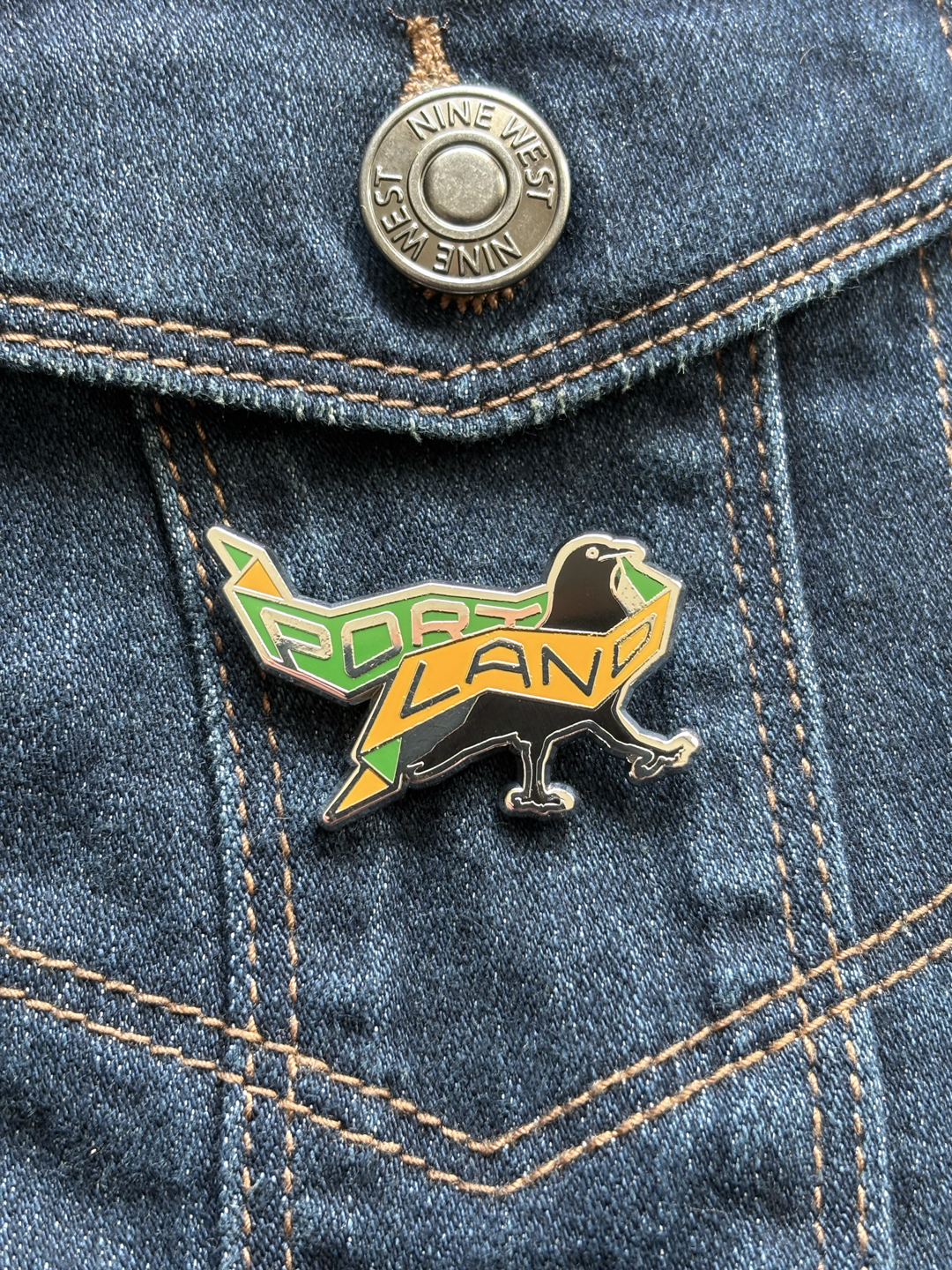Portland Crow enamel pin