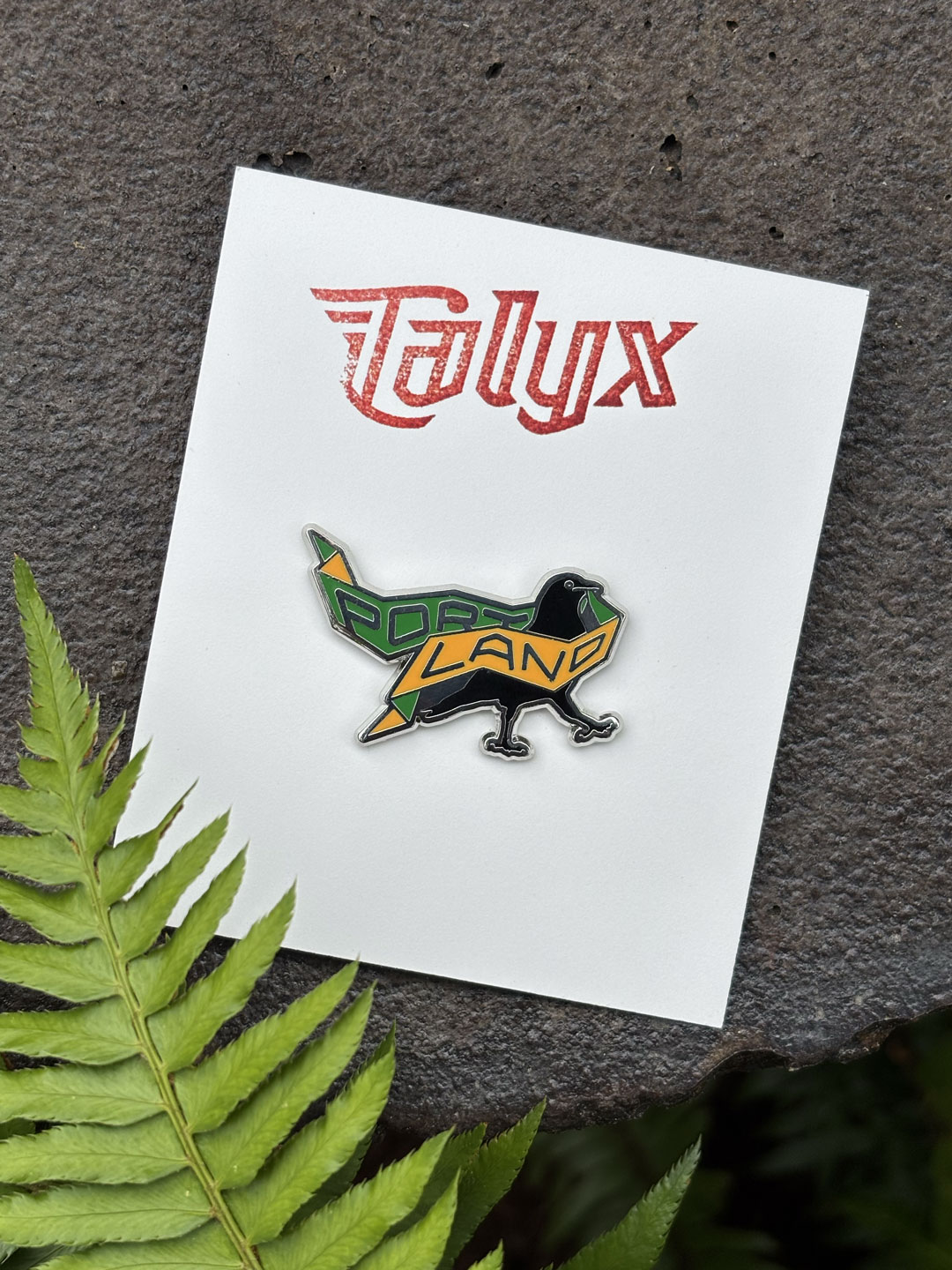 Portland Crow enamel pin