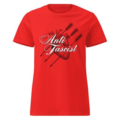 Anti-fascist pierced heart women’s softstyle t-shirt
