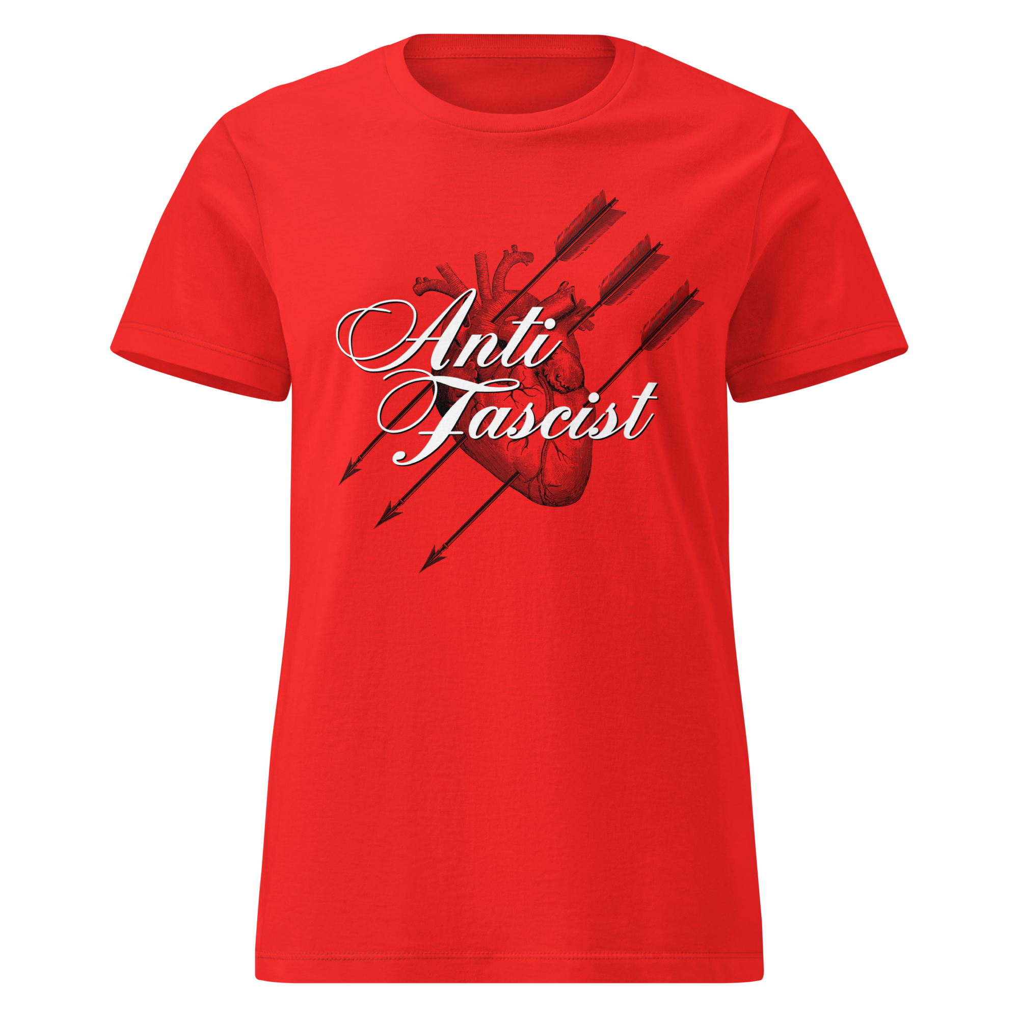 Anti-fascist pierced heart women’s softstyle t-shirt