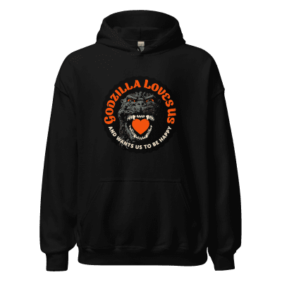 Godzilla Loves Us Heart pullover hoodie