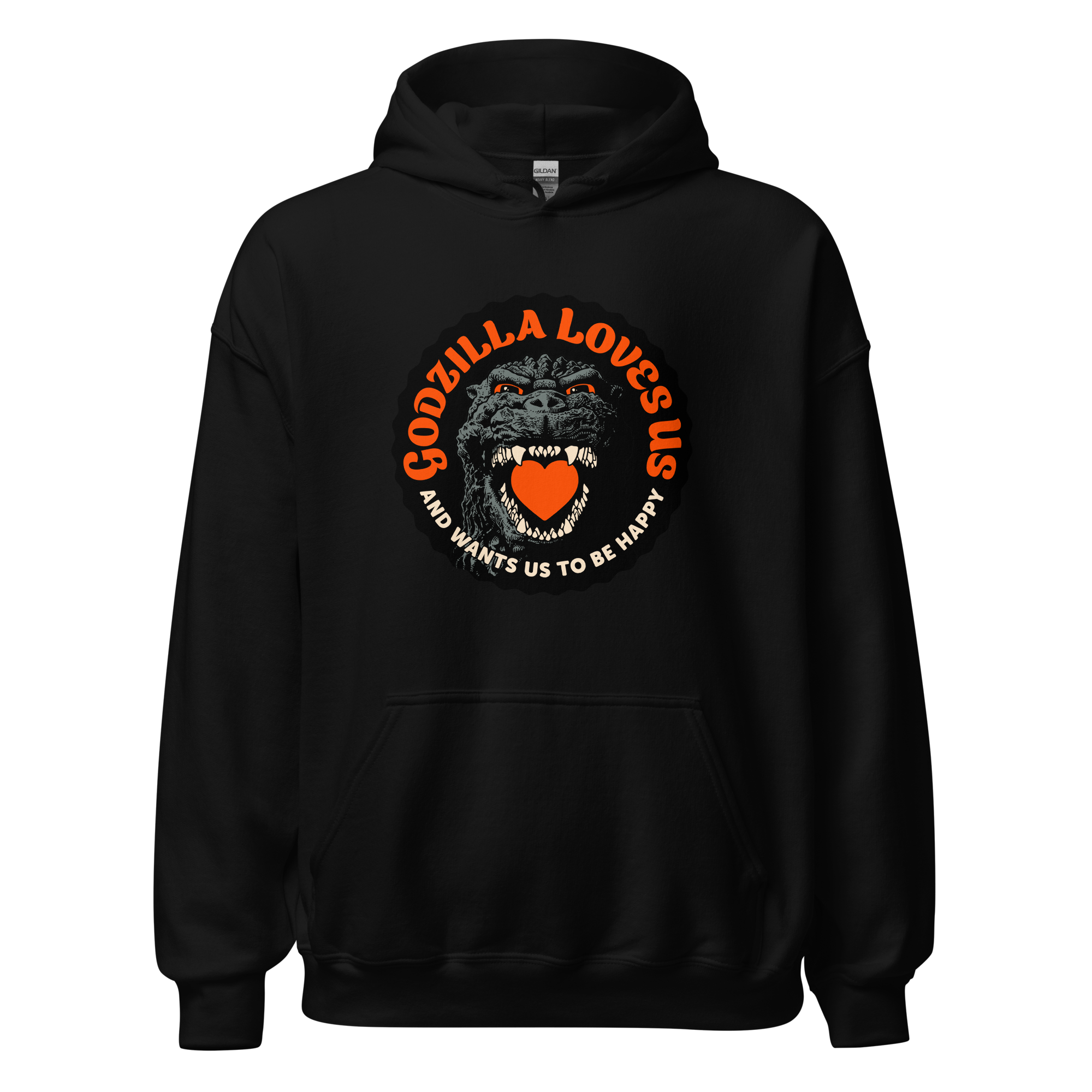 Godzilla Loves Us Heart pullover hoodie