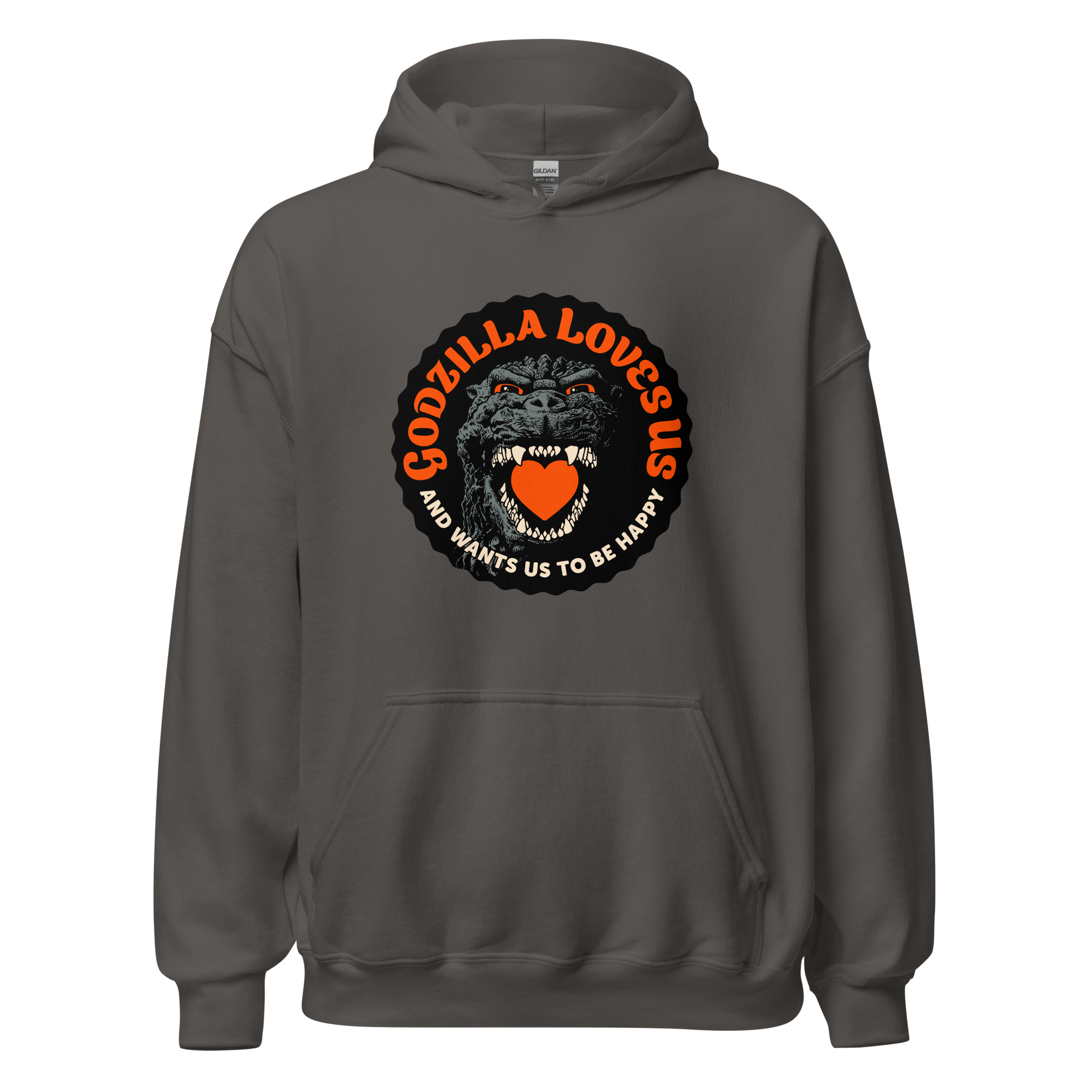 Godzilla Loves Us Heart pullover hoodie - Image 5