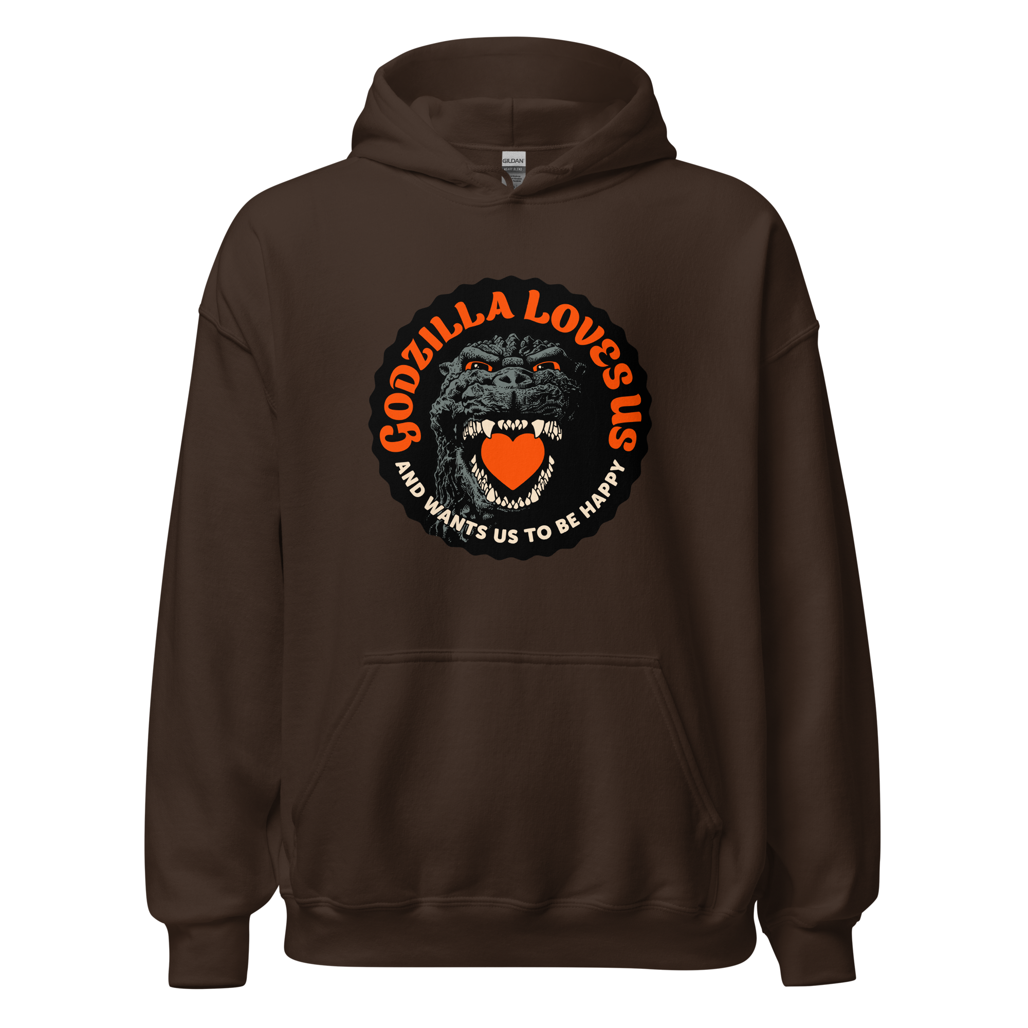 Godzilla Loves Us Heart pullover hoodie - Image 3