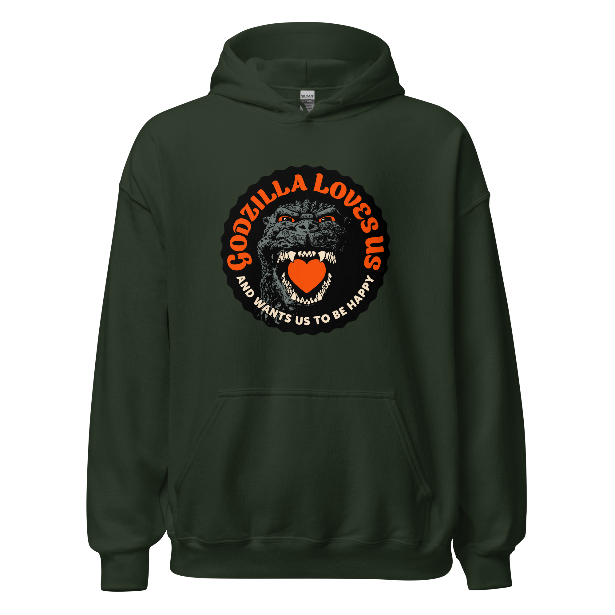 Godzilla Loves Us Heart pullover hoodie - Image 4