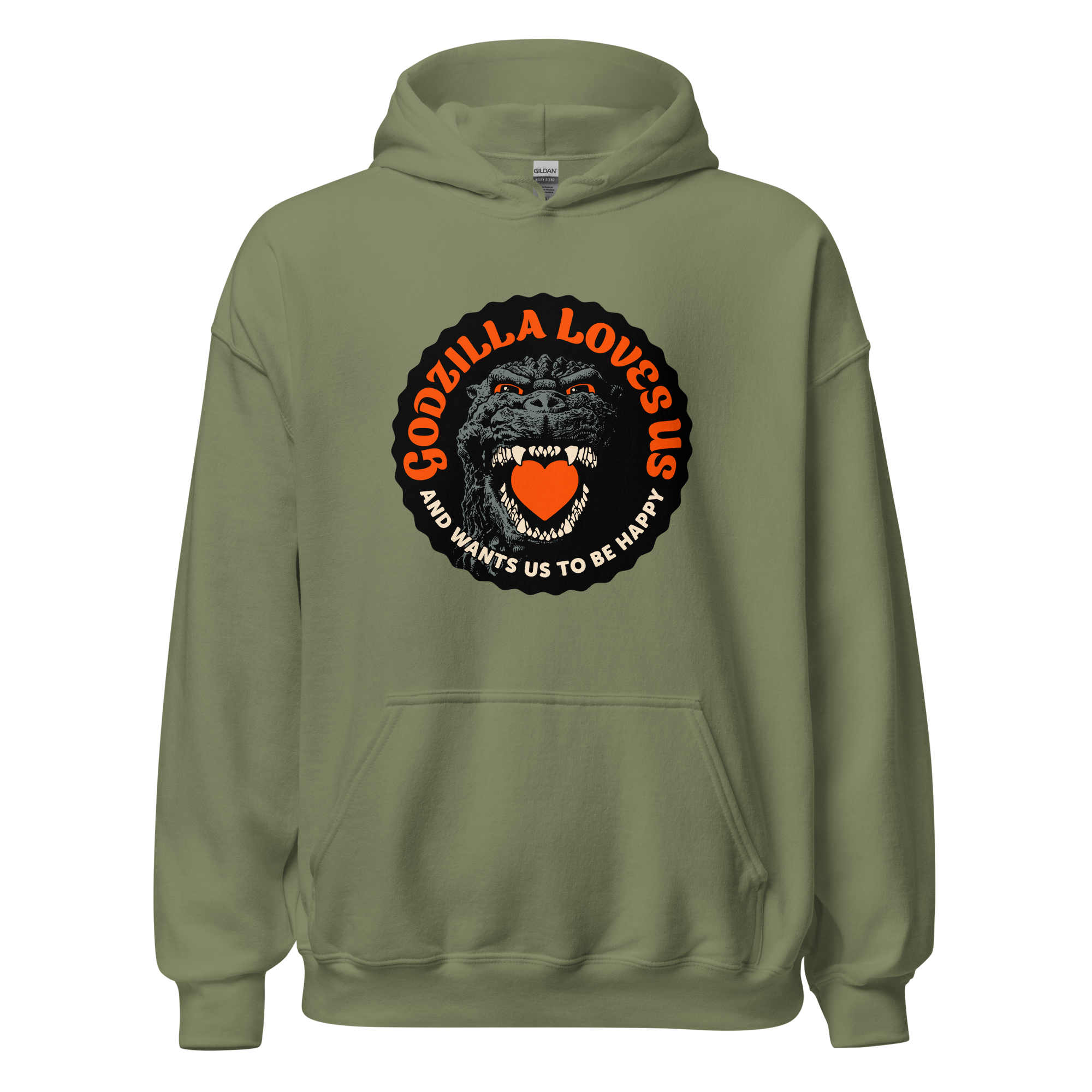 Godzilla Loves Us Heart pullover hoodie - Image 6