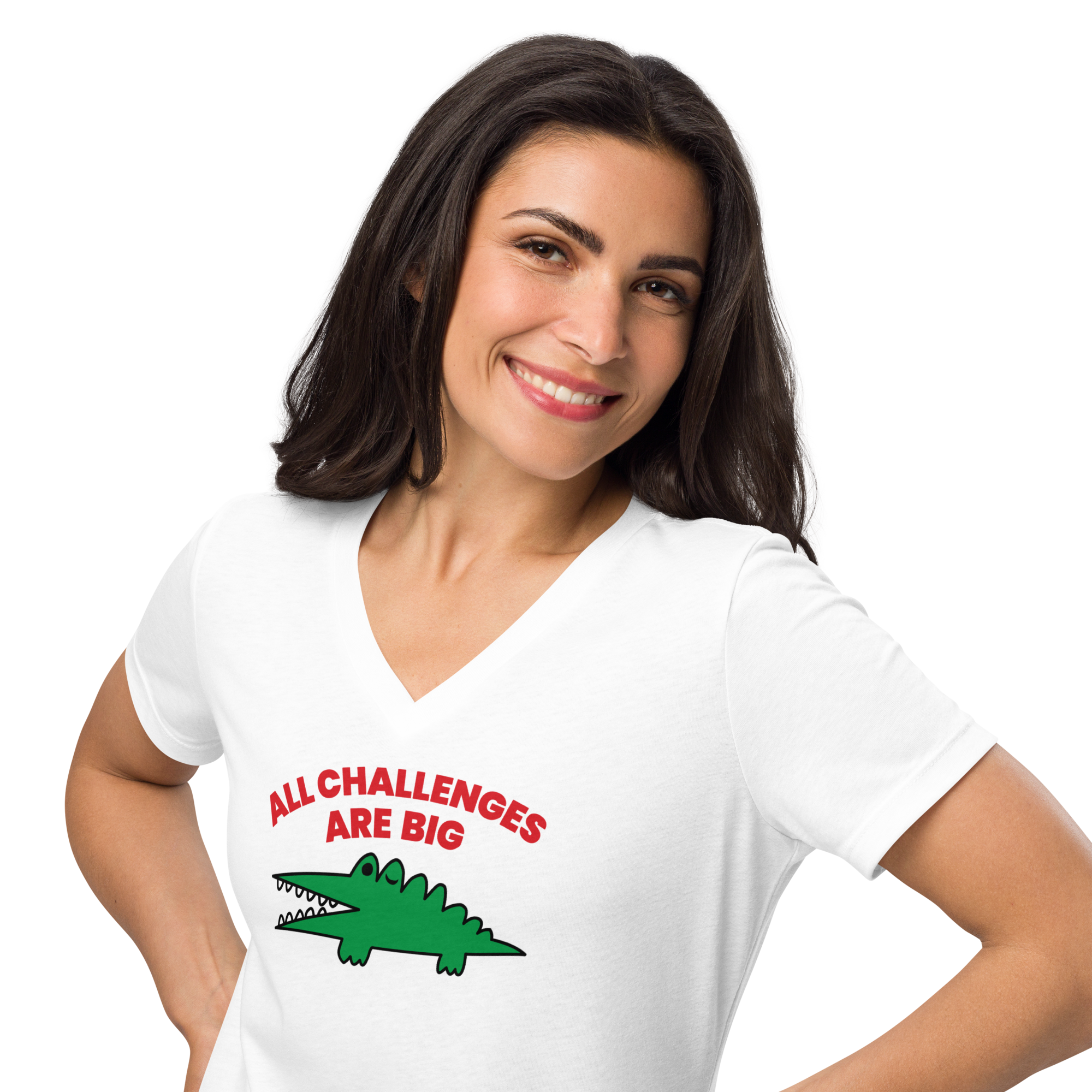 All Challenges Are Big ACAB Sanrio Alligator v-neck