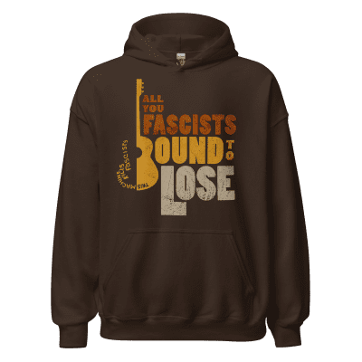 All You Fascists Bound To Lose Sasquatch pullover woodblock
