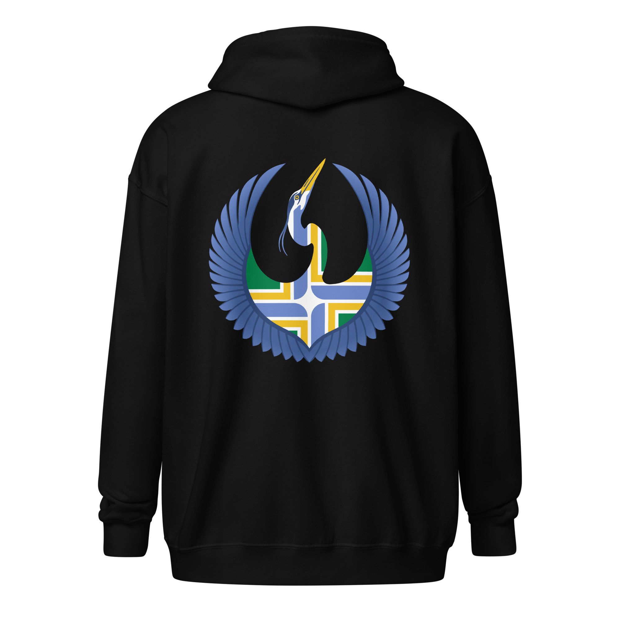 Portland Rebel Alliance (Starbird Heron + PDX City flag) zip hoodie - Image 2