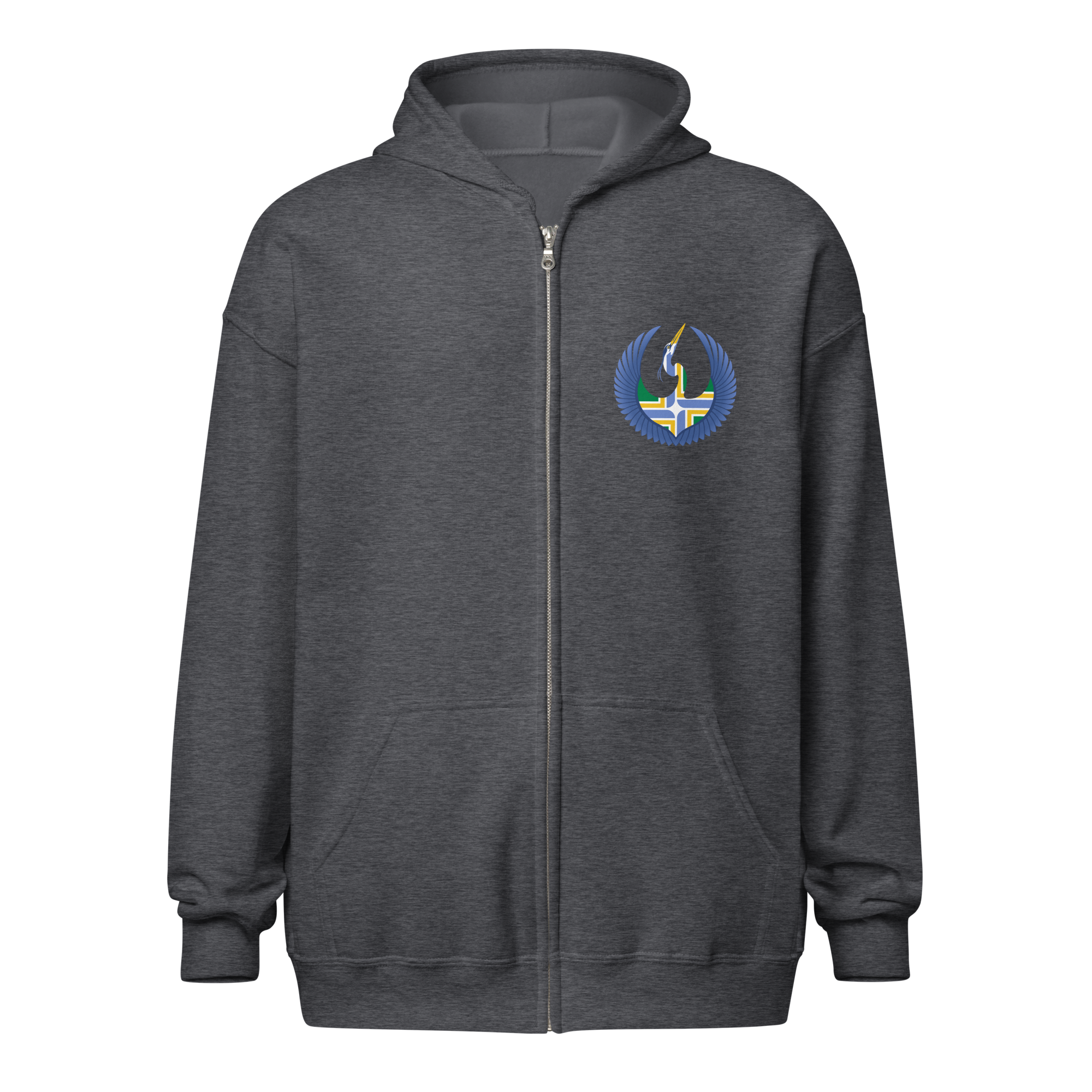 Portland Rebel Alliance (Starbird Heron + PDX City flag) zip hoodie - Image 7