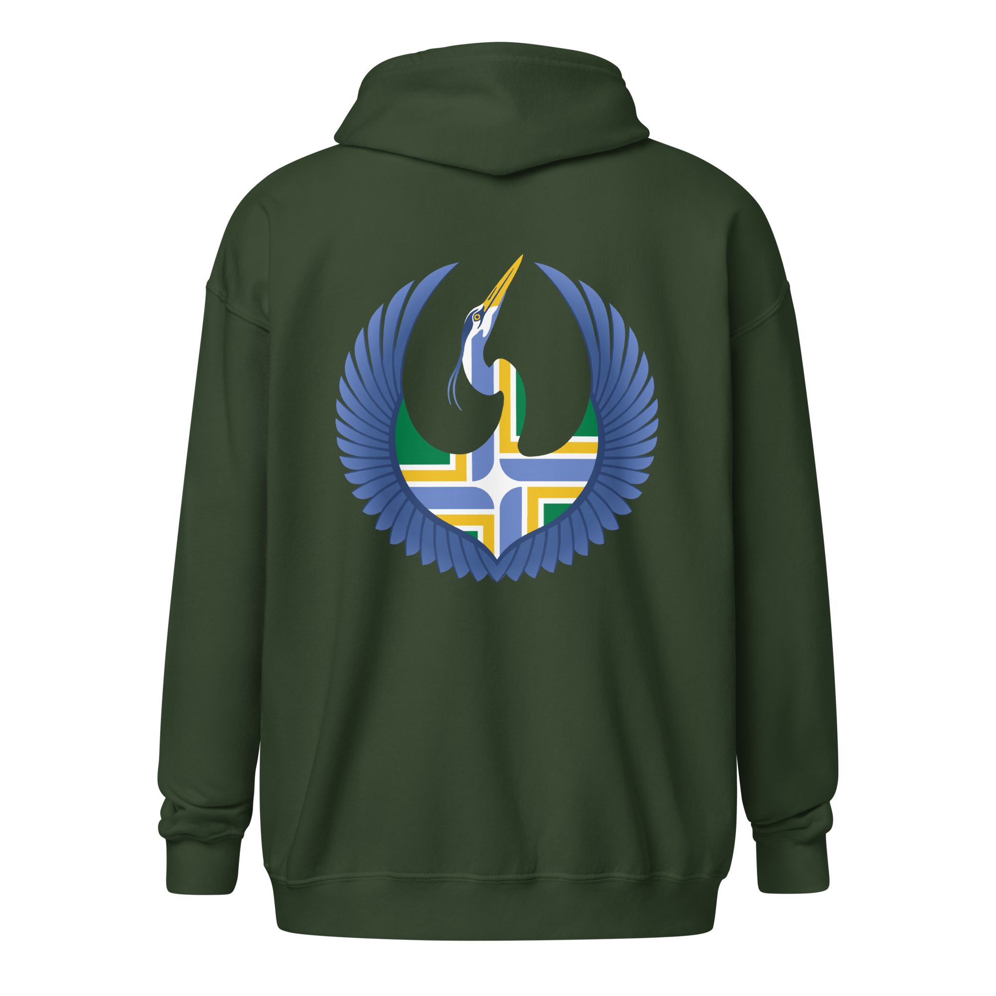 Portland Rebel Alliance (Starbird Heron + PDX City flag) zip hoodie - Image 6