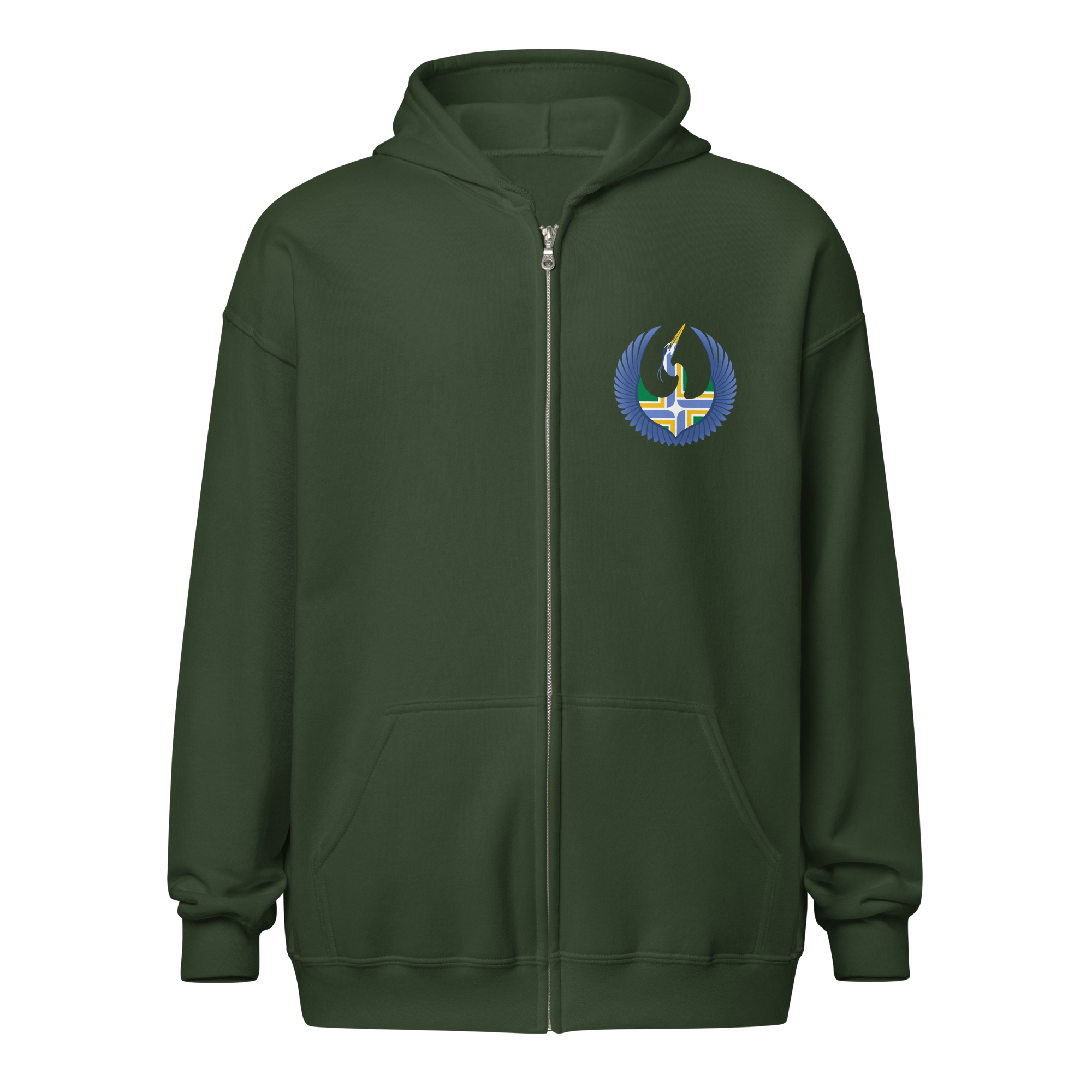 Portland Rebel Alliance (Starbird Heron + PDX City flag) zip hoodie - Image 5