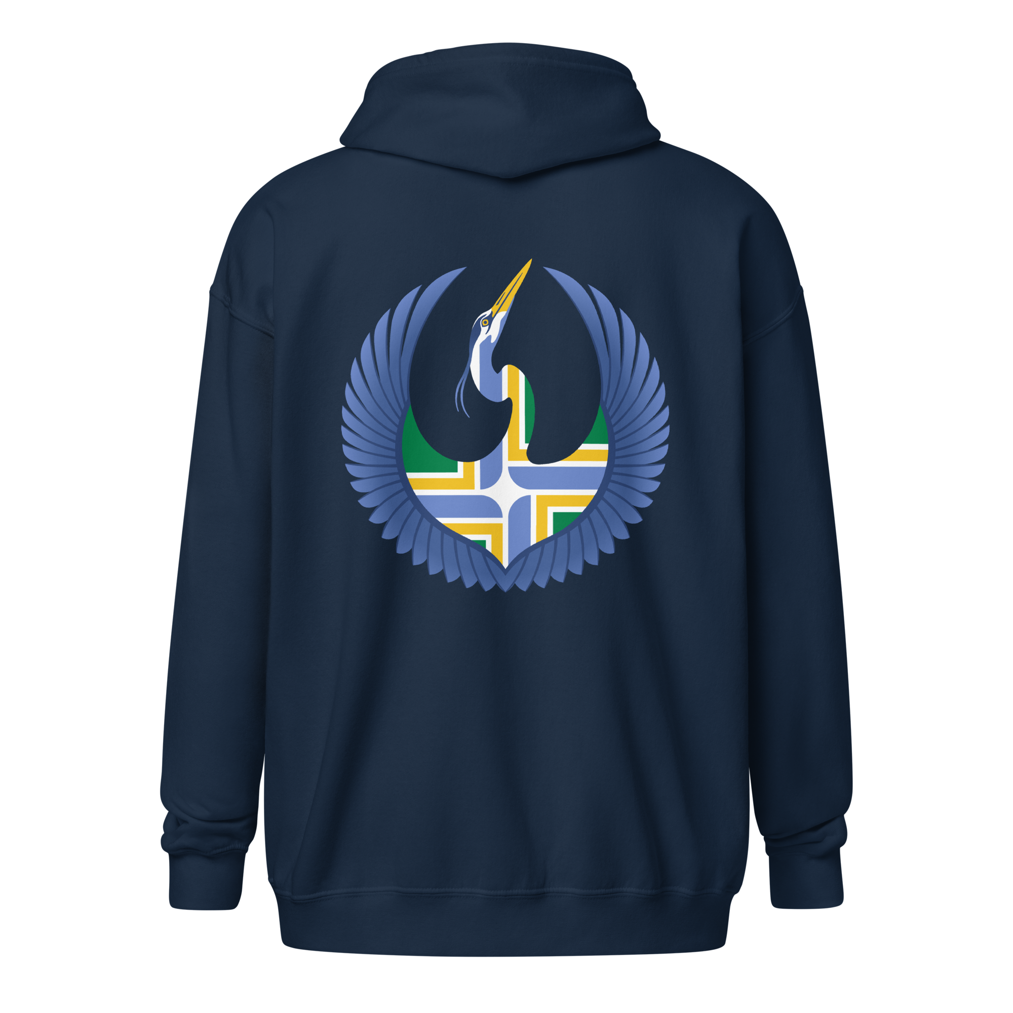 Portland Rebel Alliance (Starbird Heron + PDX City flag) zip hoodie - Image 4