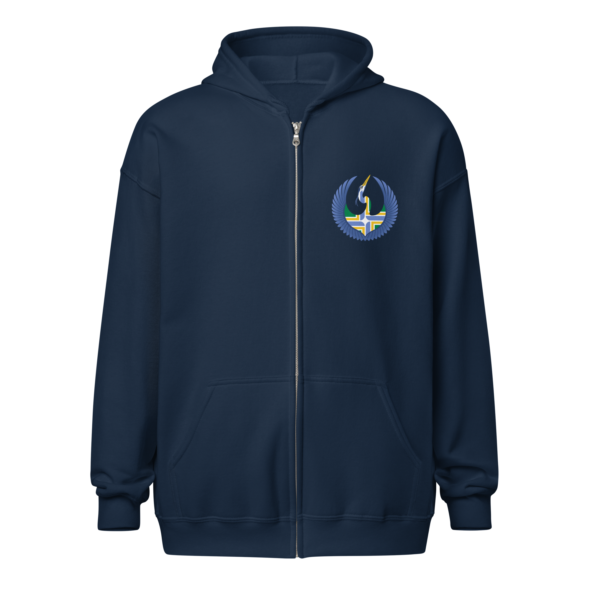 Portland Rebel Alliance (Starbird Heron + PDX City flag) zip hoodie - Image 3