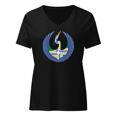 Portland Rebel Alliance (Starbird Heron + PDX City flag) women’s relaxed v-neck t-shirt