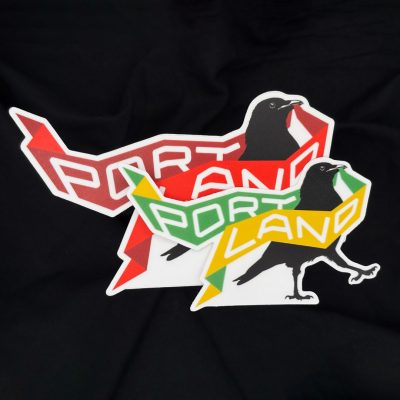 Portland Crow Represent! stickers red and green